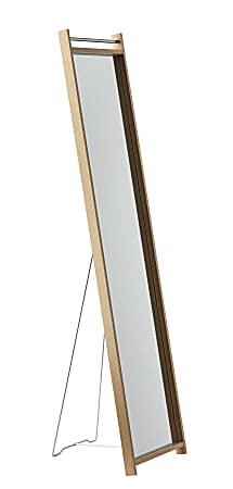 Adesso® Abigail Rectangle Floor Mirror, 61”H x 13”W x 15-7/16”D, Natural/Chrome