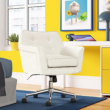 Serta Ashland Mid Back Office Chair IvoryChrome Office Depot