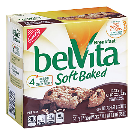 BELVITA Soft Baked Breakfast Biscuits Oats & Chocolate, 5 Count, 6 Pack