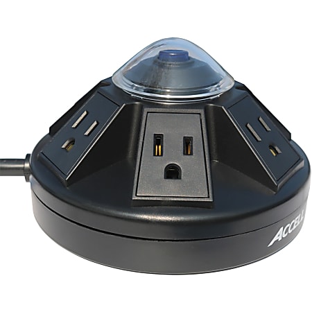 Accell Powramid C Power Center - Surge Protector and USB-A & C Charging Station - 6 x AC Power, 2 x USB - 1080 J - 6 ft