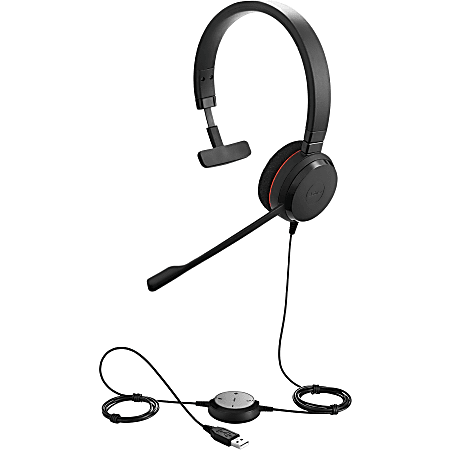 Jabra EVOLVE 20 Headset - Mono - USB Type C - Wired - 32 Ohm - 150 Hz - 7 kHz - Over-the-head - Monaural - Supra-aural - 3.12 ft Cable - Noise Cancelling Microphone - Black