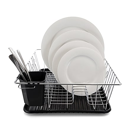 MegaChef 16 Counter Top Drying Dish Rack, Black