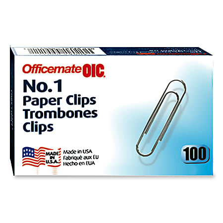 OIC® Paper Clips, Box Of 100, No. 1, Silver