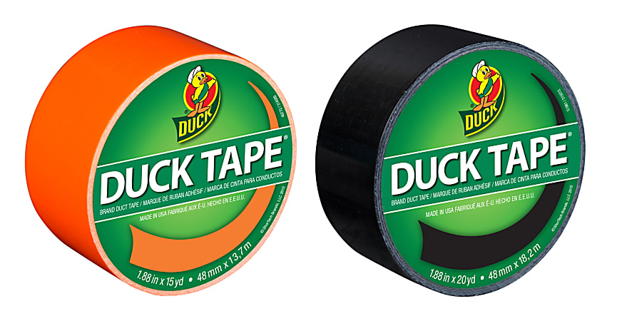 Duck® Brand Duct Tape Combo Pack, 1-13/16" x 35 Yd, Neon Orange/Black, Pack Of 2 Rolls