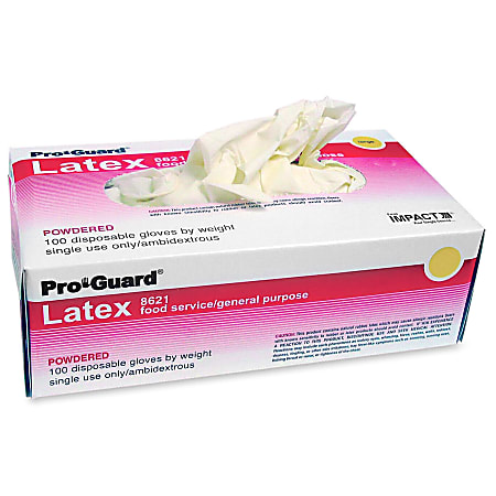 Impact Products Disposable Latex Powdered General Purpose Gloves, Medium, Natural, Box Of 100