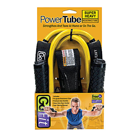 GoFit Pro-Grade Power Resistance Tube With Handles, 48”H x 5/16”W x 4”D, Yellow