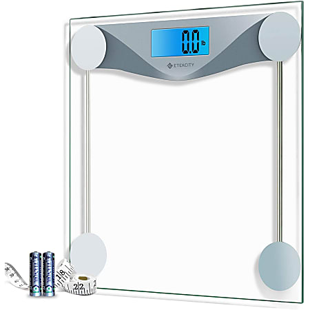 Etekcity Glass 995115525M Digital Body Weight Bathroom Scale 4 H x 11 1316  W x 11 1316 D Clear - Office Depot