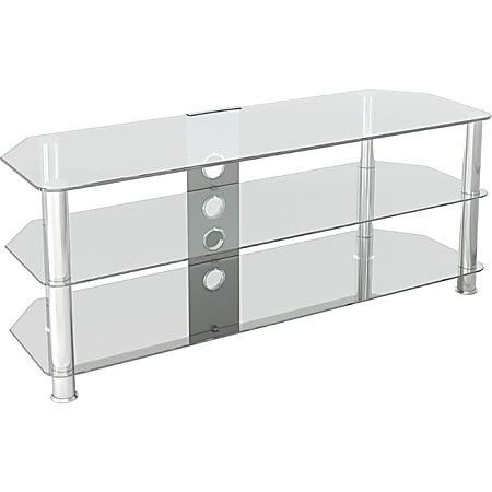 AVF SDC1250CMCC-A: Classic - Corner Glass TV Stand with Cable Management - Up to 60" Screen Support - 99.21 lb Load Capacity - 3 x Shelf(ves) - 19.7" Height x 49.2" Width x 16.5" Depth - Tempered Glass, Stainless Steel - Chrome, Clear