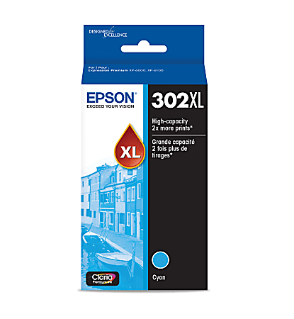 Epson® 302XL Claria® Premium Cyan High-Yield Ink Cartridge, T302XL220-S