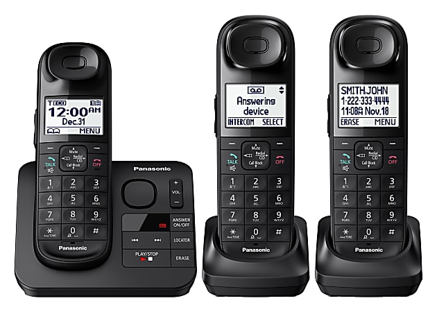 Panasonic® DECT 6.0 Expandable Cordless Phone System With Digital Answering System, KX-TGL433B