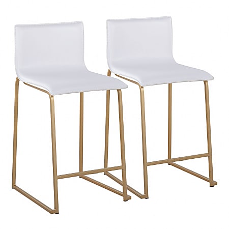 LumiSource Mara Counter Stools, Gold/White, Set Of 2 Stools