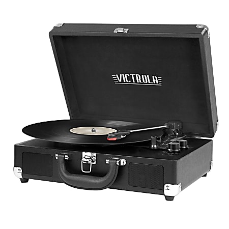 Victrola Portable Suitcase Turntable, 13.9"H x 10.1"W x 4.3"D, Black, VSC-550BT-BLK