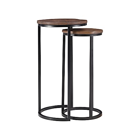 Powell Wolstan Nesting Tables, 31"H x 16-1/2"W x 16-1/2"D, Brown/Black, Set Of 2 Tables