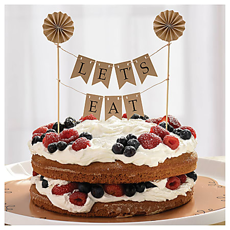 Amscan Let's Eat Table Banners, 8-1/2" x 7-3/4", Brown, Set Of 3 Banners