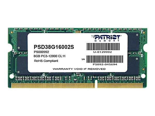 Patriot Signature Line - DDR3 - module - 8 GB - SO-DIMM 204-pin - 1600 MHz / PC3-12800 - CL11 - 1.5 V - unbuffered - non-ECC