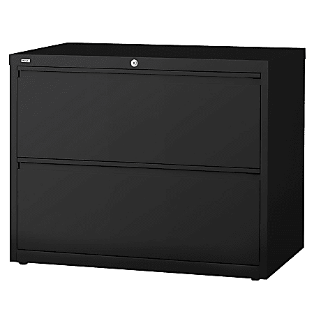 Lorell® Fortress 42"W x 18-5/8"D Lateral 2-Drawer File Cabinet, Black