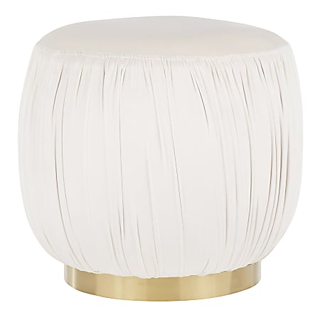 LumiSource Ruched Ottoman, Gold/Cream