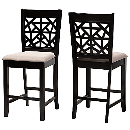 Baxton Studio Devon Counter Stools, Sand/Espresso Brown, Set Of 2 Stools