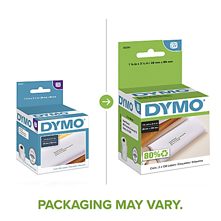enKo Dymo 30252 Labels 1-1/8 x 3-1/2 White Address Labels