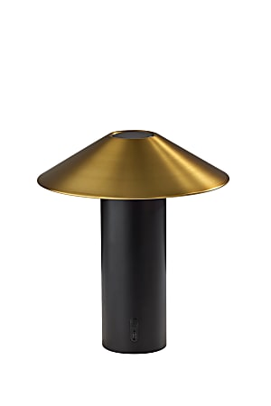 Adesso ADS360 Pina LED Cordless Table Lamp, Black with Antique Brass Sahde