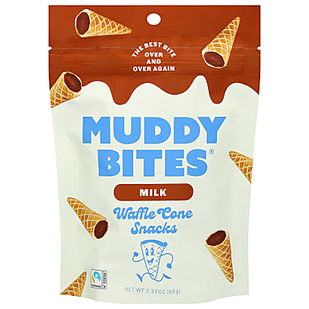 Muddy Bites Waffle Cone Snacks, Milk Chocolate, 2.33 Oz, Total Qty 12