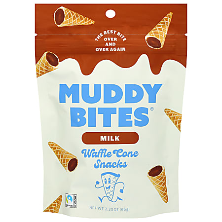 Muddy Bites Waffle Cone Snacks, Milk Chocolate, 2.33 Oz, Total Qty 12