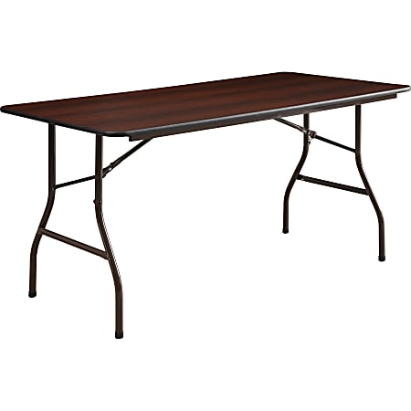 Lorell&reg; Laminate Economy Folding Table, 29"H x 60"W x 60"D, Mahogany