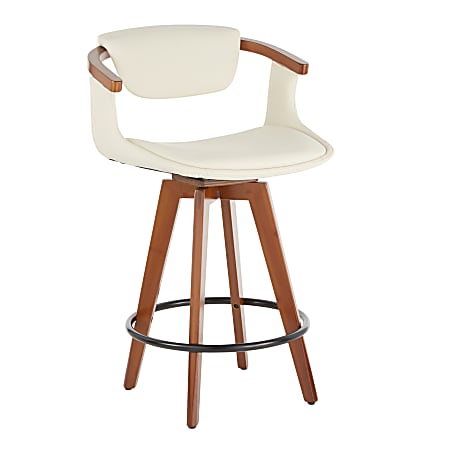 LumiSource Oracle Counter Stool, Walnut/Cream