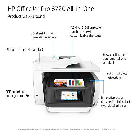 HP® OfficeJet Pro 8720 All-in-One Printer (M9L74A#B1H)