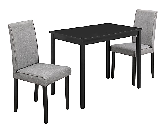 Monarch Specialties Eliana Dining Table With 2 Chairs, Black/Gray