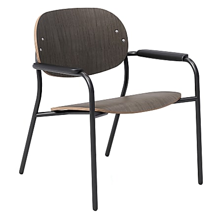 KFI Studios Tioga Lounge Guest Chair With Arms, Dark Chestnut/White