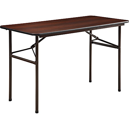 Lorell® Laminate Economy Folding Table, 29"H x 48"W x 24"D, Mahogany