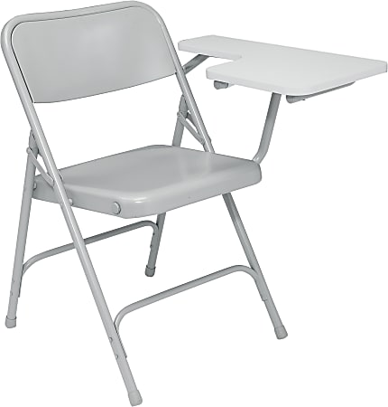 National Public Seating Folding Chair With Tablet Arm, Left, Gray, Set Of 2