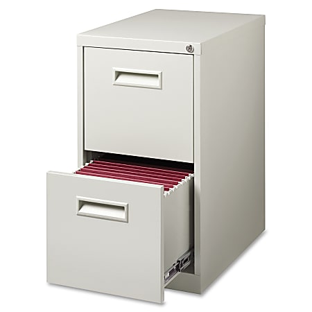 Lorell® 22"D Vertical 2-Drawer Mobile Pedestal File Cabinet, Metal, Light Gray