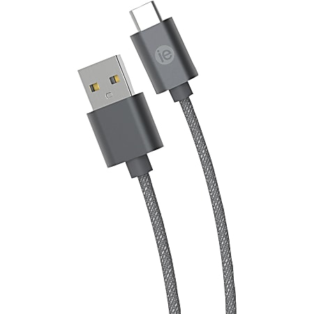 DigiPower USB Data Transfer Cable - 10 ft USB Data Transfer Cable - Type A USB - Type C USB - Gray