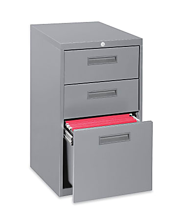 Lorell® 22"D Vertical 3-Drawer Mobile Pedestal File Cabinet, Metal, Light Gray