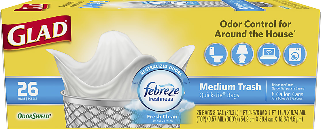 Glad OdorShield 4-Gallons Febreze Fresh Clean White Plastic