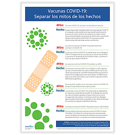 ComplyRight™ COVID-19 Vaccine Poster, Myths vs. Facts, Spanish, 10" x 14"
