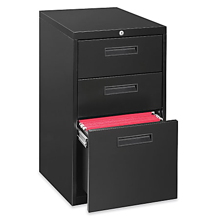 Lorell® 22"D Vertical 3-Drawer Mobile Pedestal File Cabinet, Black