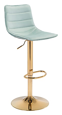 Zuo Modern Prima Bar Stool, Light Green/Gold