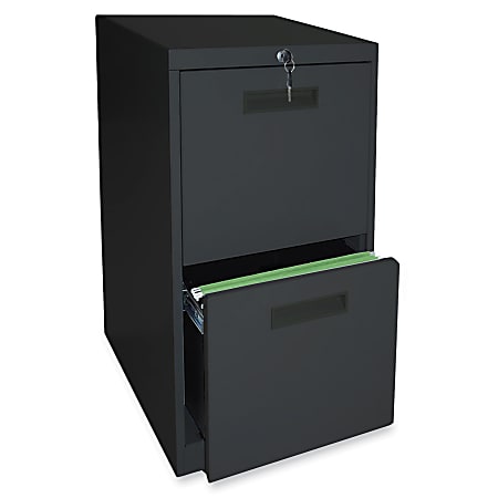 Lorell® 19"D Vertical 2-Drawer Mobile Pedestal File Cabinet, Metal, Black