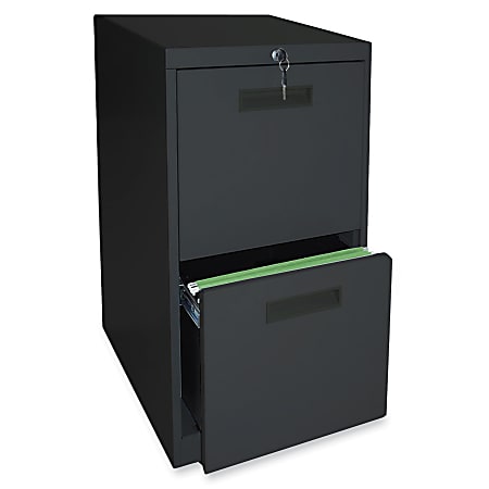 Lorell® 19"D Vertical 2-Drawer Mobile Pedestal File Cabinet, Black