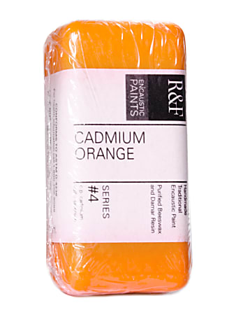 R & F Handmade Paints Encaustic Paint Cakes, 40 mL, Cadmium Orange, Pack Of 2
