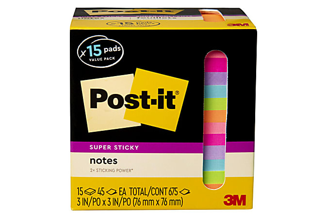 Post-it Super Sticky 654-5SSUC Rio de Janeiro - notes - 3 in x 3 in - 450 s  - 654-5SSUC - Office Basics 