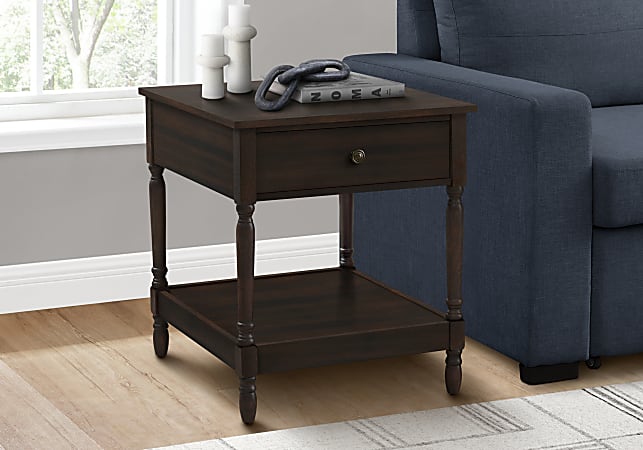 Monarch Specialties Lou Rectangular Accent Table, 25”H x 21-3/4”W x 23-1/2”D, Brown