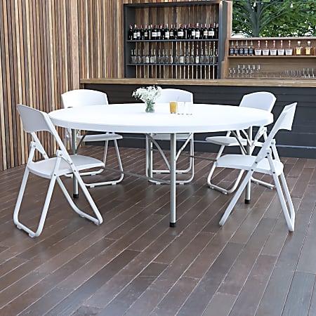Flash Furniture Round Bi Fold Plastic Banquet And Event Folding