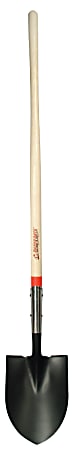 Round Point Shovel, 12 in L x 8.75 in W Blade, #2, 48 in L North American Hardwood Straight Handle