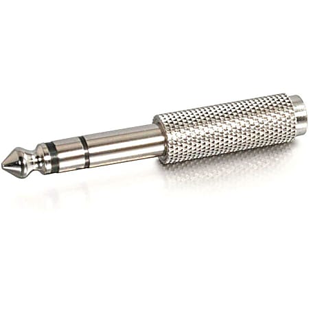 C2G 6.3mm (1/4in) Stereo Male to 3.5mm Stereo Female Adapter - 1 x 6.35mm Audio Male - 1 x Mini-phone Female - Metallic Silver