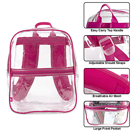 Trailmaker Mini Stadium Approved Backpack 12 H x 10 W x 4 D Clear Pink