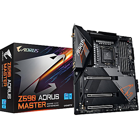 Aorus Ultra Durable Z590 AORUS MASTER Desktop Motherboard - Intel Chipset - Socket LGA-1200 - ATX - 128 GB DDR4 SDRAM Maximum RAM - DIMM, UDIMM - 4 x Memory Slots - IEEE 802.11 a/b/g/n/ac/ax - DisplayPort - 6 x SATA Interfaces